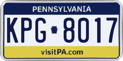 PA license plate KPG8017