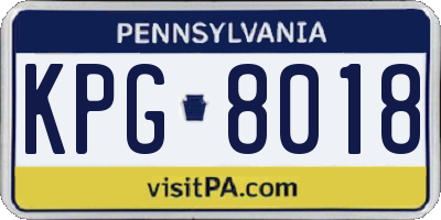 PA license plate KPG8018