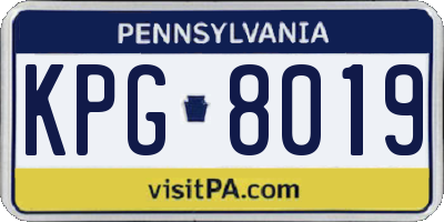 PA license plate KPG8019