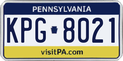 PA license plate KPG8021