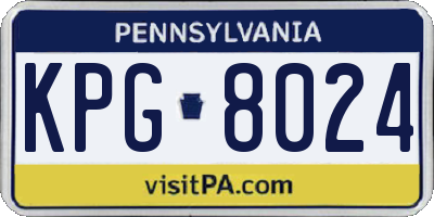 PA license plate KPG8024