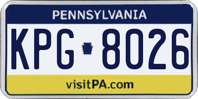 PA license plate KPG8026