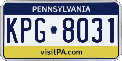 PA license plate KPG8031