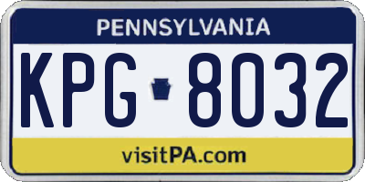 PA license plate KPG8032