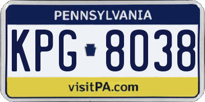 PA license plate KPG8038