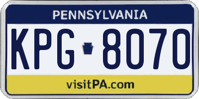 PA license plate KPG8070