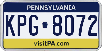 PA license plate KPG8072