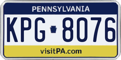 PA license plate KPG8076