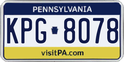 PA license plate KPG8078