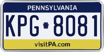 PA license plate KPG8081