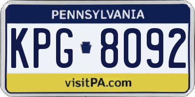PA license plate KPG8092