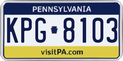 PA license plate KPG8103