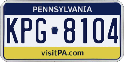 PA license plate KPG8104