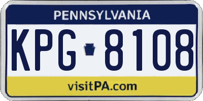 PA license plate KPG8108