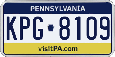 PA license plate KPG8109