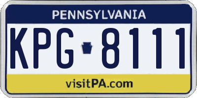 PA license plate KPG8111