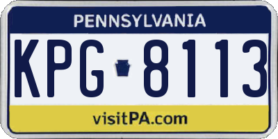 PA license plate KPG8113