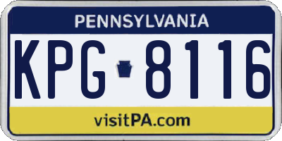 PA license plate KPG8116