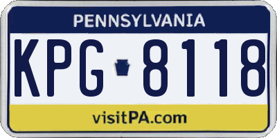 PA license plate KPG8118