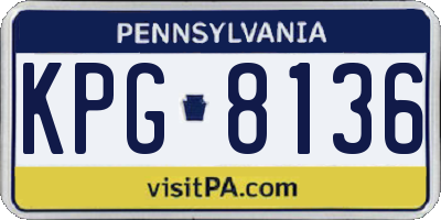 PA license plate KPG8136