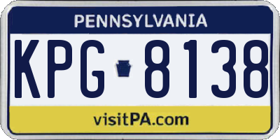 PA license plate KPG8138