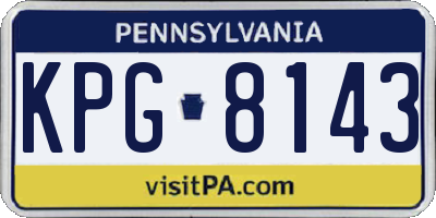 PA license plate KPG8143