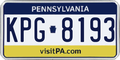 PA license plate KPG8193