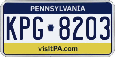 PA license plate KPG8203