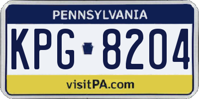 PA license plate KPG8204