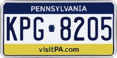 PA license plate KPG8205