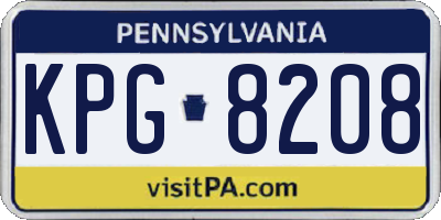 PA license plate KPG8208