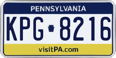 PA license plate KPG8216