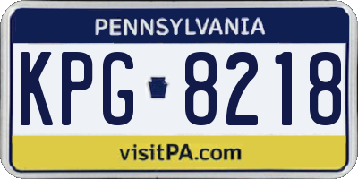 PA license plate KPG8218