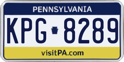 PA license plate KPG8289