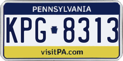 PA license plate KPG8313