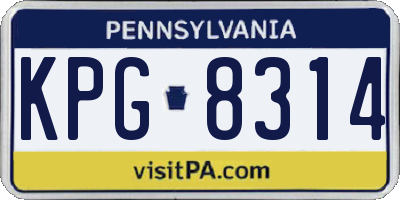 PA license plate KPG8314
