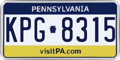 PA license plate KPG8315