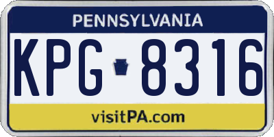PA license plate KPG8316