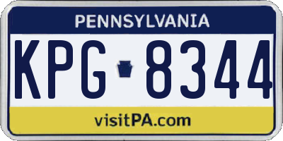 PA license plate KPG8344