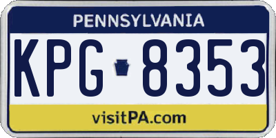 PA license plate KPG8353