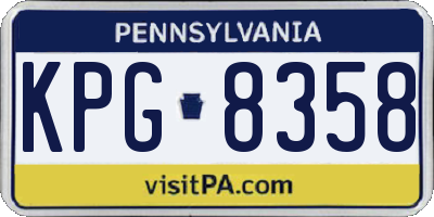 PA license plate KPG8358