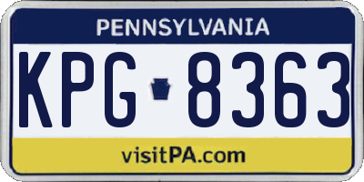 PA license plate KPG8363