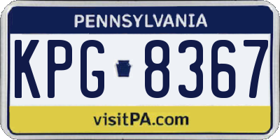 PA license plate KPG8367