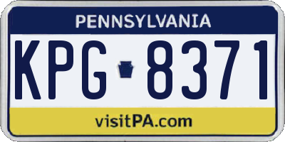 PA license plate KPG8371