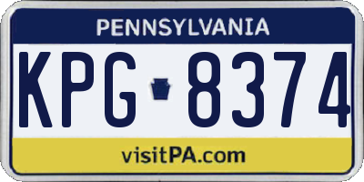 PA license plate KPG8374