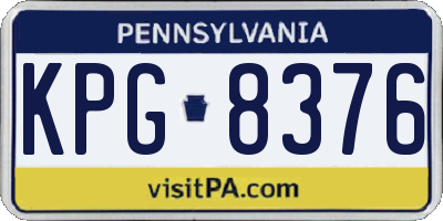 PA license plate KPG8376