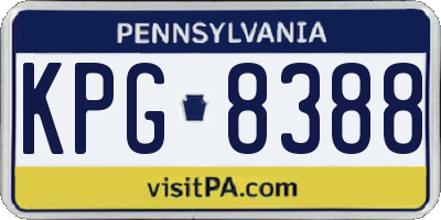 PA license plate KPG8388