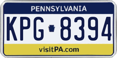 PA license plate KPG8394