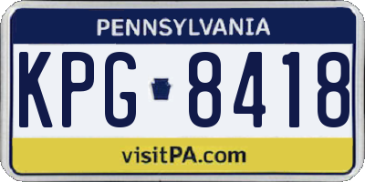 PA license plate KPG8418