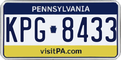 PA license plate KPG8433